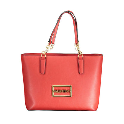 Mario Valentino Red Polyethylene Handbag with shoulder handles and gold logo