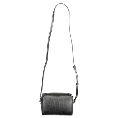 Calvin Klein Black Polyester Handbag with adjustable strap, zipped closure, one external pocket, and contrast details