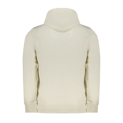 Back view of a Calvin Klein White Cotton Men Sweater with a hood.
