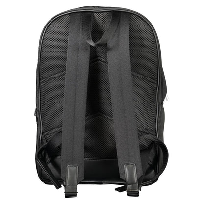 Back view of Calvin Klein Black Polyester Backpack with adjustable shoulder straps and breathable material.
