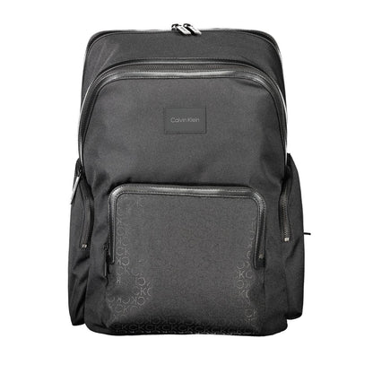 Calvin Klein Black Polyester Backpack with multiple compartments, adjustable straps, and logo design.