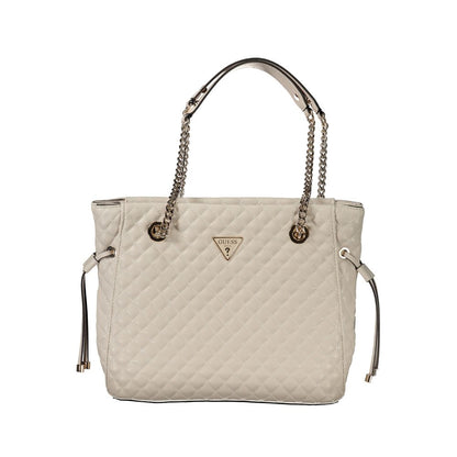 Guess Jeans Pink Polyethylene Handbag with chain shoulder handles, external pocket, and contrasting details.