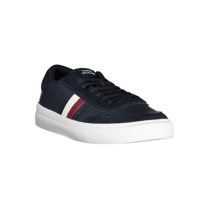 Tommy Hilfiger Blue Polyester Sneaker with contrast details and logo, sports footwear with laces, stylish and comfortable for casual wear.