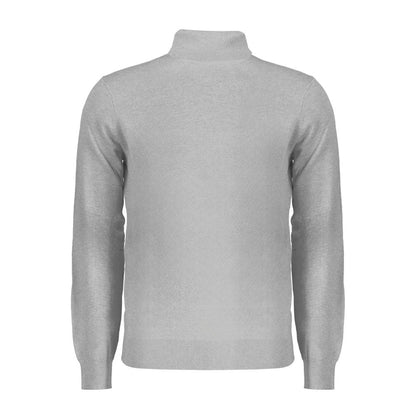 Norway 1963 Gray Polyester Sweater with turtleneck and embroidery, perfect for a cozy long-sleeved look.