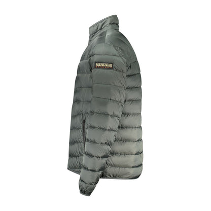 Napapijri Green Polyamide Men Jacket showing side view with durable fabric and stylish design.