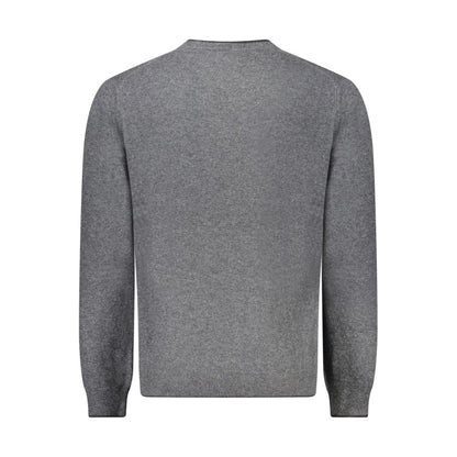 North Sails Gray Cashmere Sweater, long sleeve crew neck with contrasting details and logo embroidery.