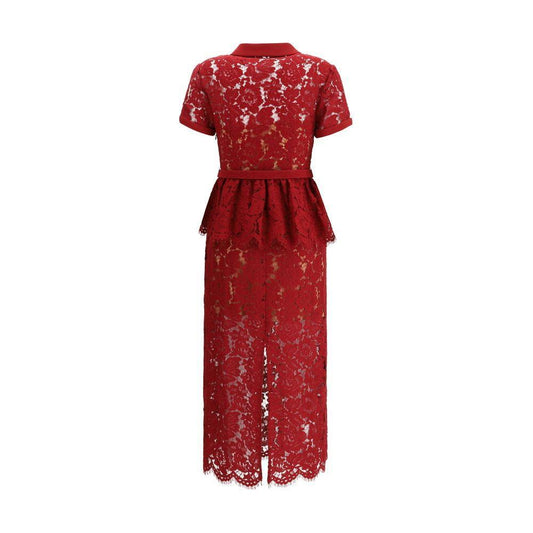 Self-Portrait Lace midi Dress SE-PF25006MBBUBURGUNDY-10