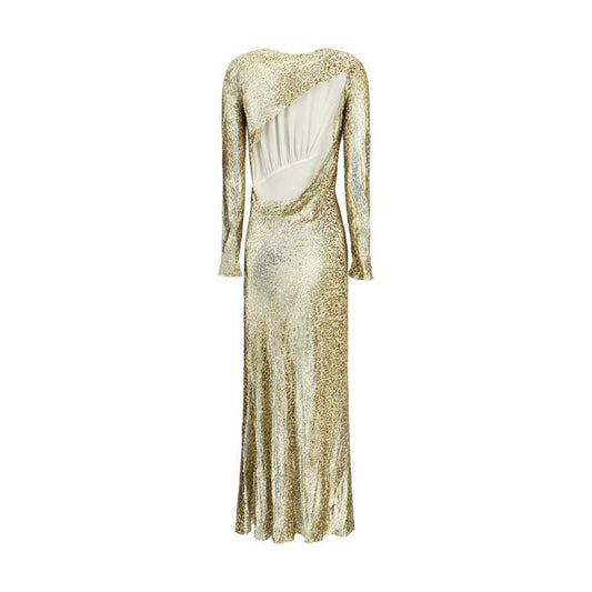 Self-Portrait Gold thread long Dress SE-PF25060XAGDGOLD-6