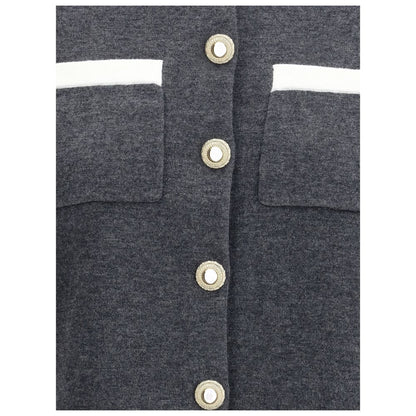 Self-Portrait Gray Wool Cardigan