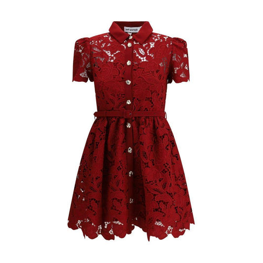Self-Portrait Embroidered short Dress SE-PF25112SBUBURGUNDY-8
