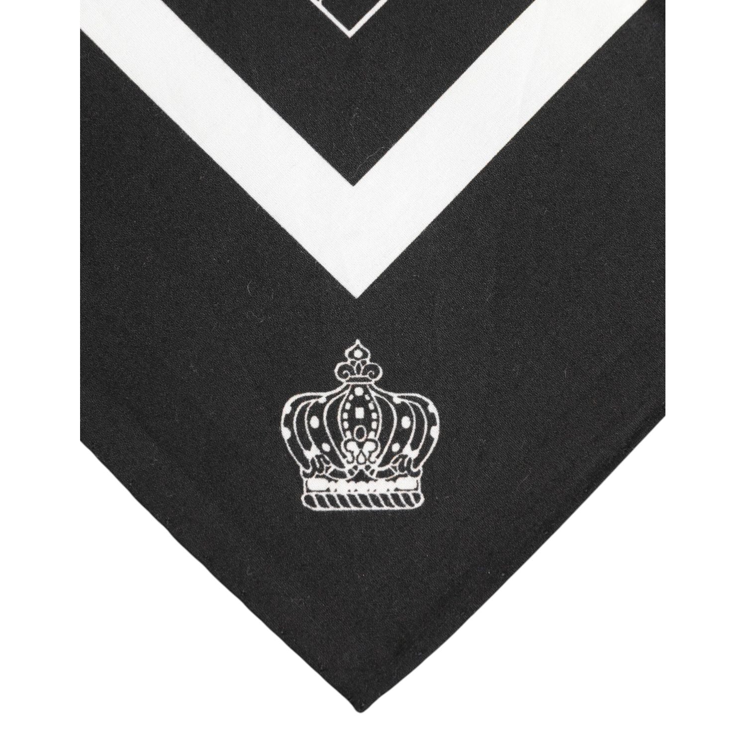 Dolce & Gabbana Black White Printed Square Men Foulard Scarf