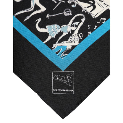 Dolce & Gabbana Black Jazz Club Silk Square Men Foulard Scarf