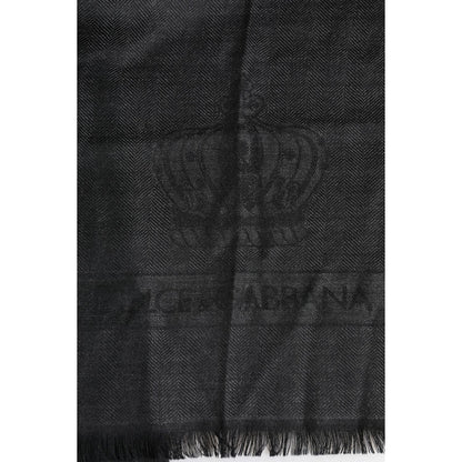Dolce & Gabbana Dark Gray Cashmere Fringes Neck Warmer Scarf