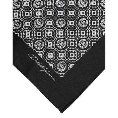 Dolce & Gabbana Black White Patterned Square Foulard Scarf