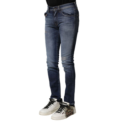Dolce & Gabbana Blue Washed Cotton Slim Fit Men Denim Jeans