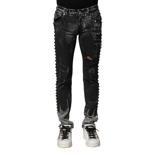 Dolce & Gabbana Black Washed Embellished Skinny Denim Jeans