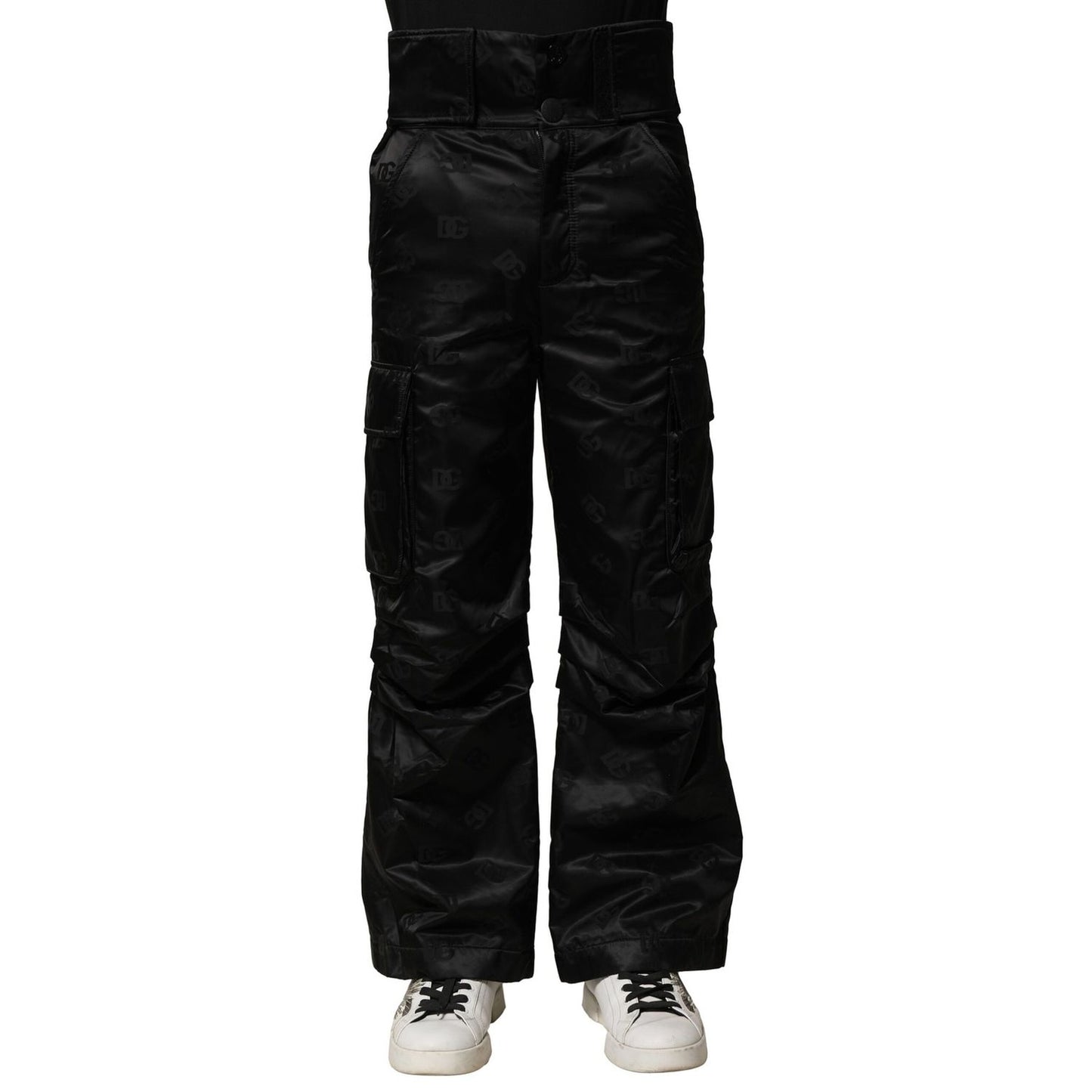 Dolce & Gabbana Black Nylon DG Logo Straight Pants