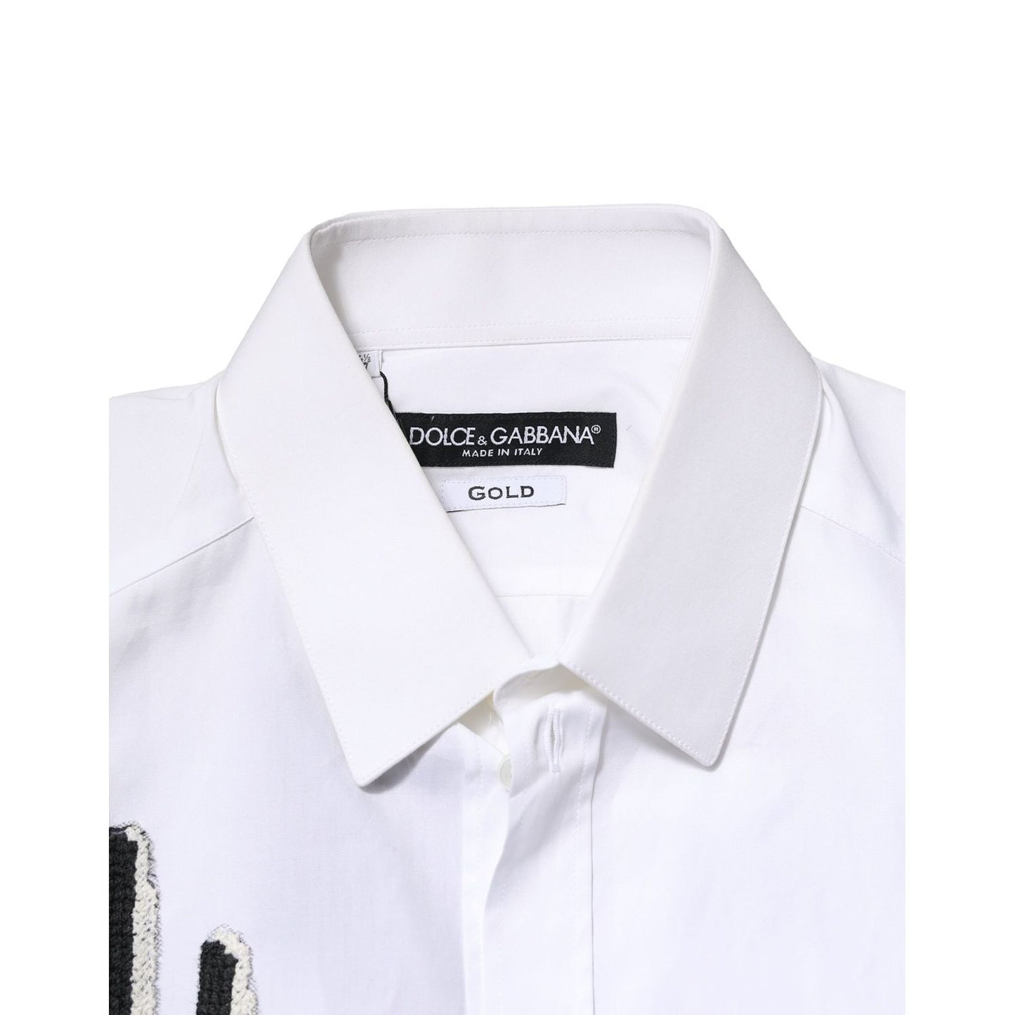 Dolce & Gabbana White GOLD Embroidery Detailed Dress Shirt