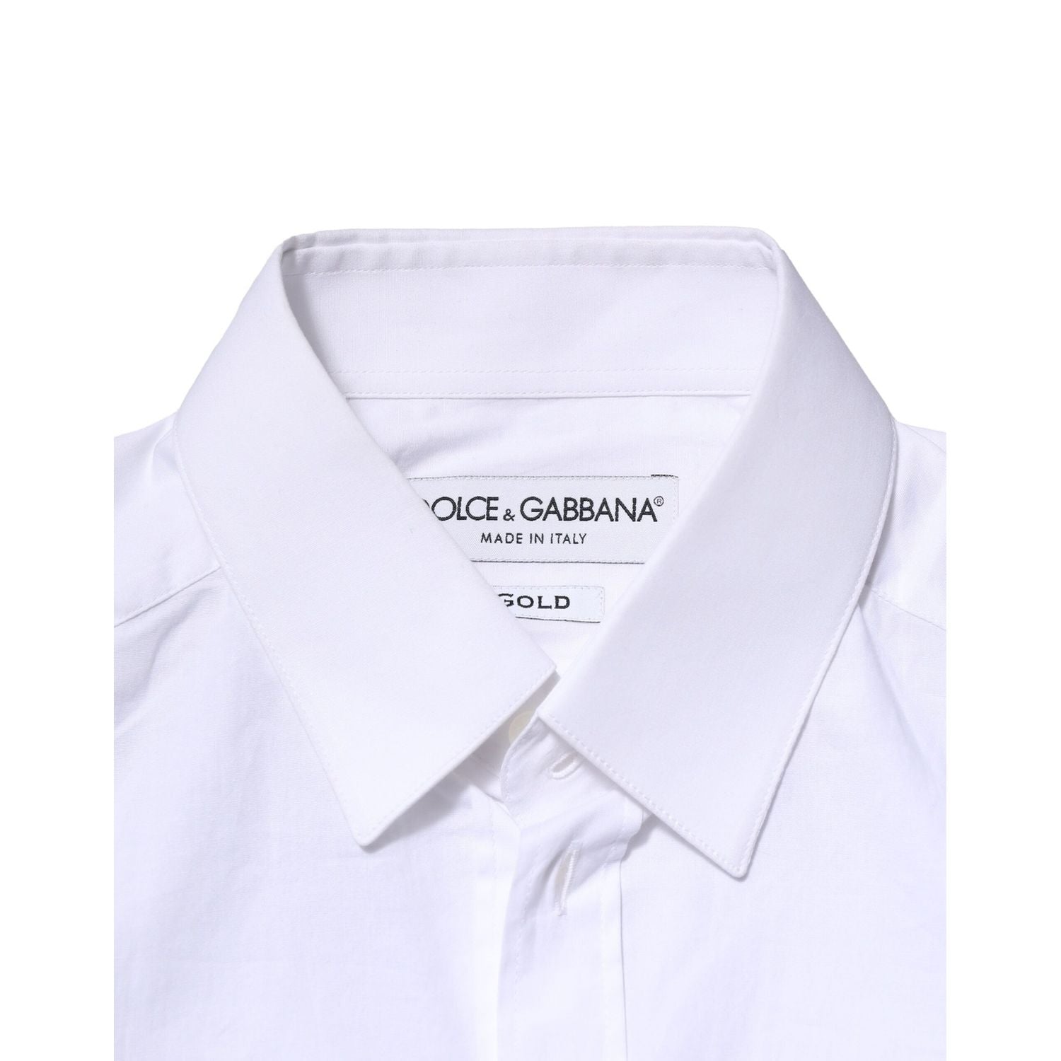 Dolce & Gabbana White Cotton GOLD Long Sleeves Dress Shirt