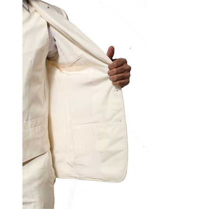 Dolce & Gabbana Ivory Wool 3 Piece Single Breasted Suit