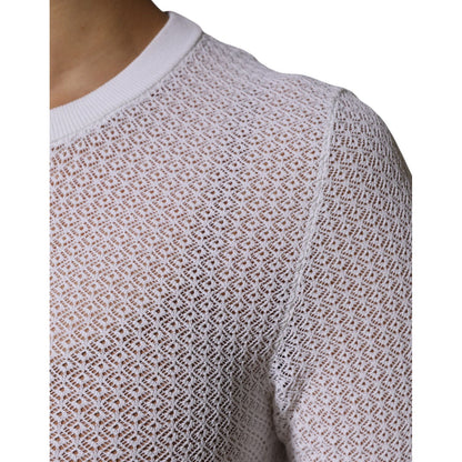 Dolce & Gabbana White Round Neck Long Sleeves Pullover Top