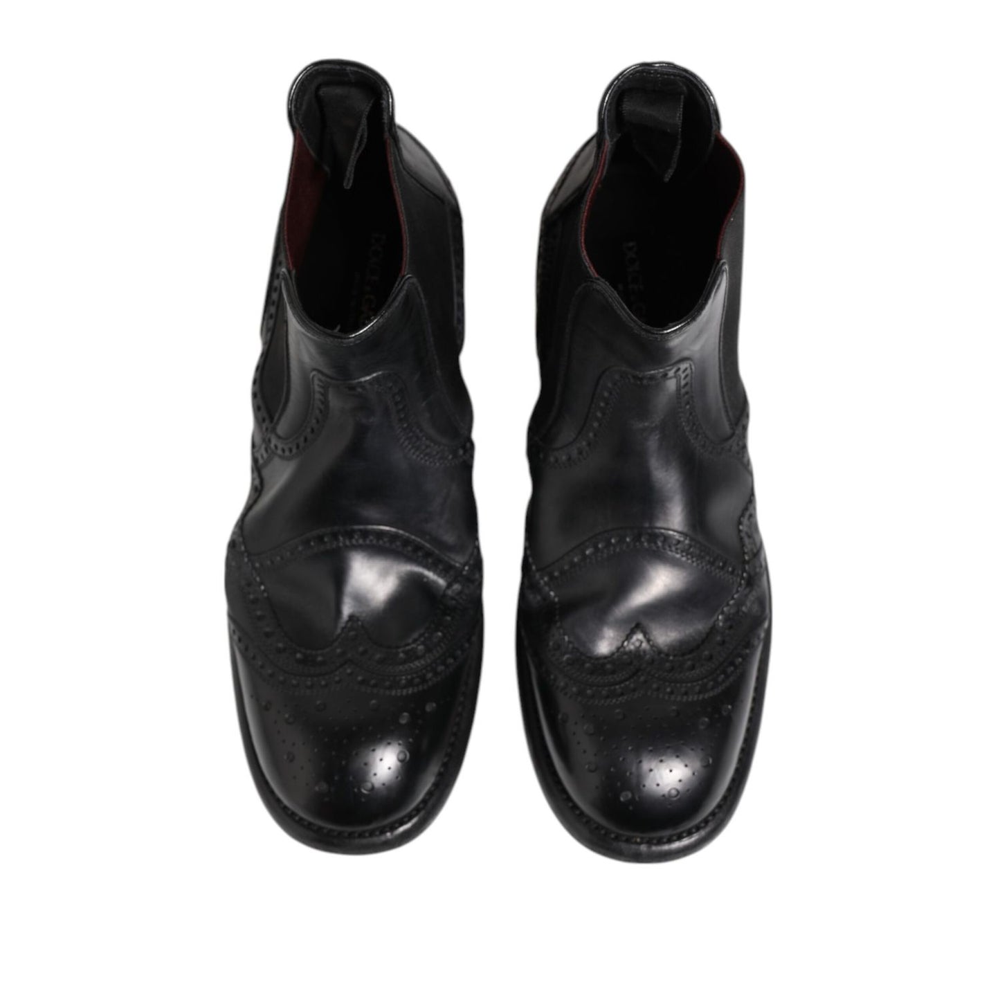 Dolce & Gabbana Black Leather Ankle Boots Slip On Shoes