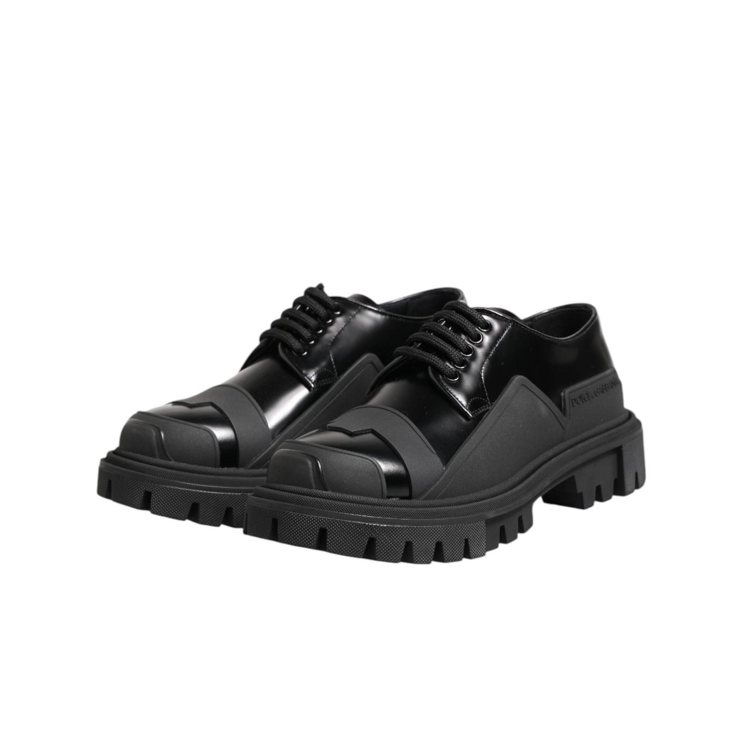Dolce & Gabbana Black Patent Leather Trekking Derby Shoes MV7382-39