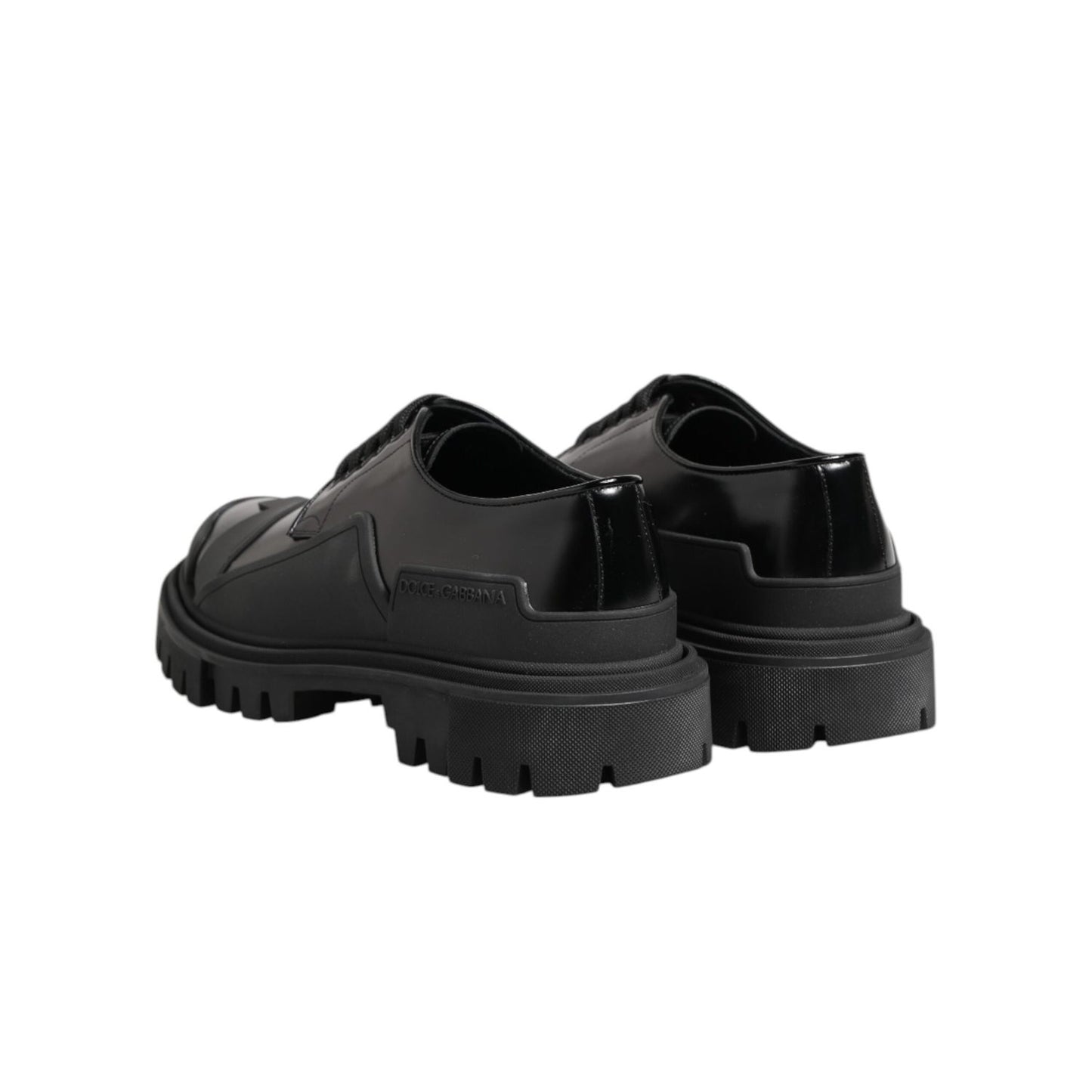 Dolce & Gabbana Black Patent Leather Trekking Derby Shoes MV7382-39
