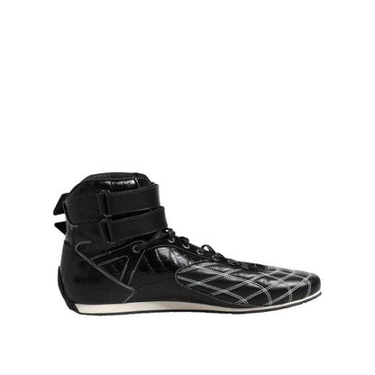 Dolce & Gabbana Black Quilted Leather Lace Up Sneakers Shoes