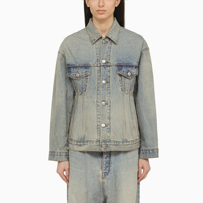 Balenciaga Light blue washed-effect denim jacket Jackets