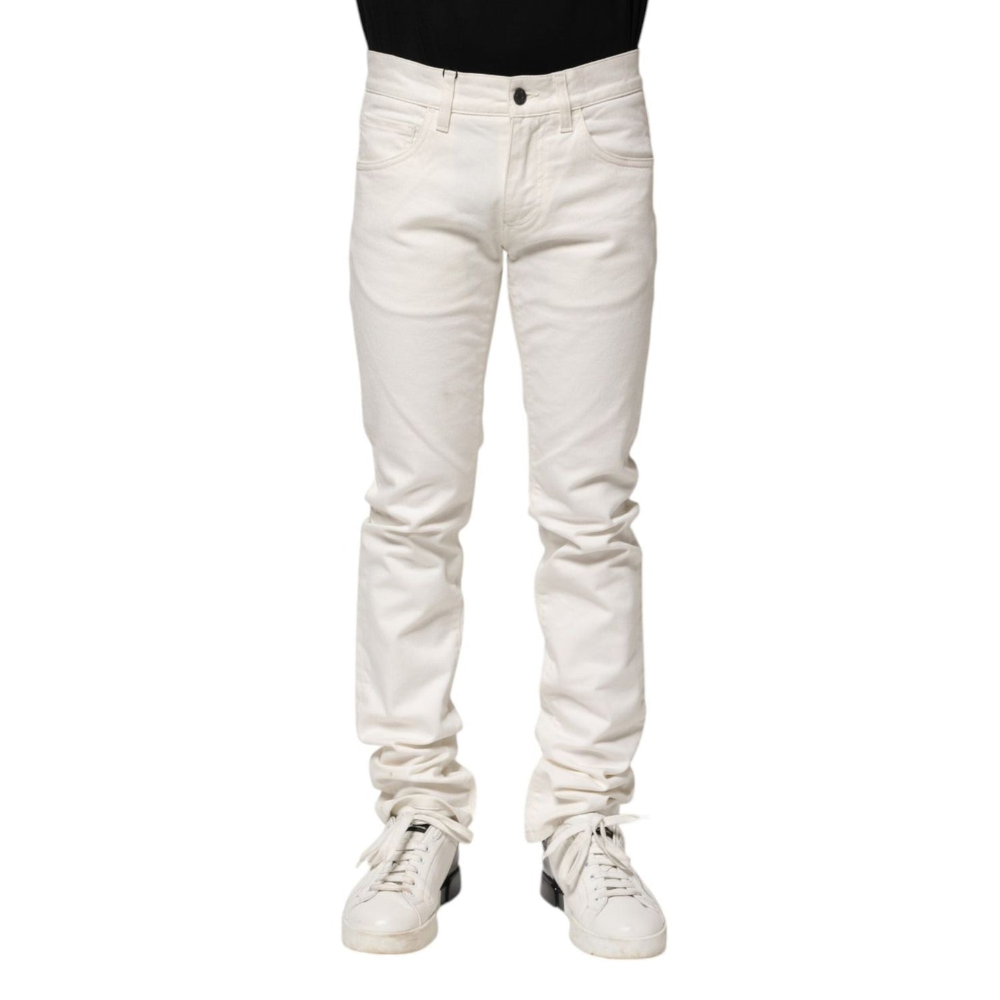 Dolce & Gabbana White Cotton Skinny Men Denim Jeans