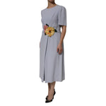 Dolce & Gabbana Gray Viscose ShortSleeve Sheath Midi Dress