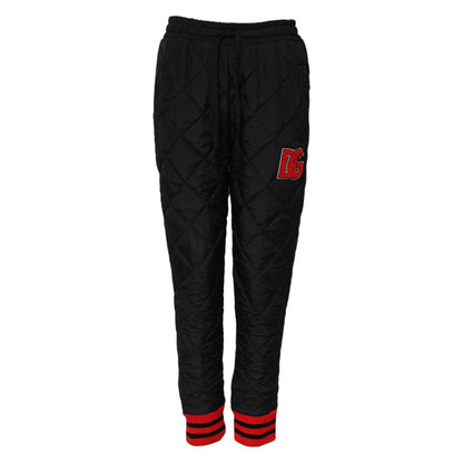 Dolce & Gabbana Black Quilted Mid Waist Jogger Pants