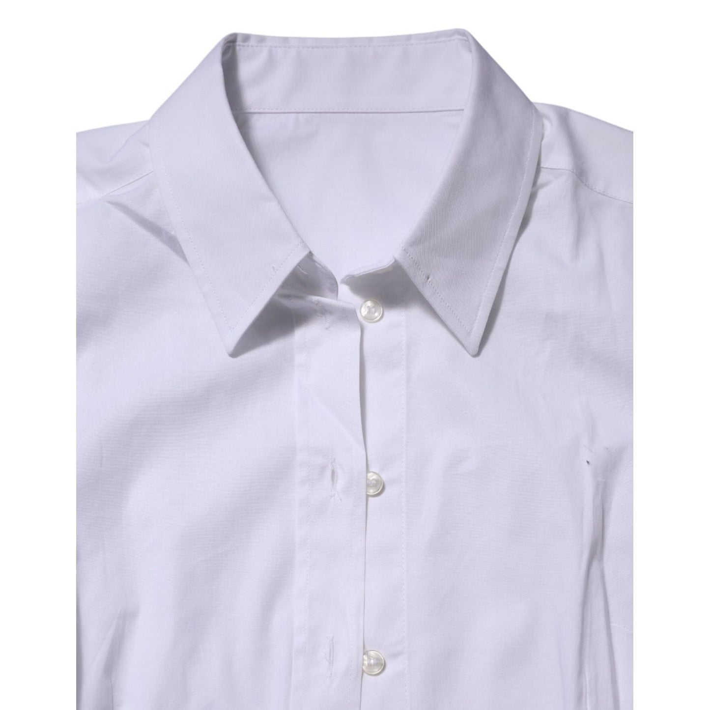 Dolce & Gabbana White Cotton Collared Long Sleeves Top Shirt