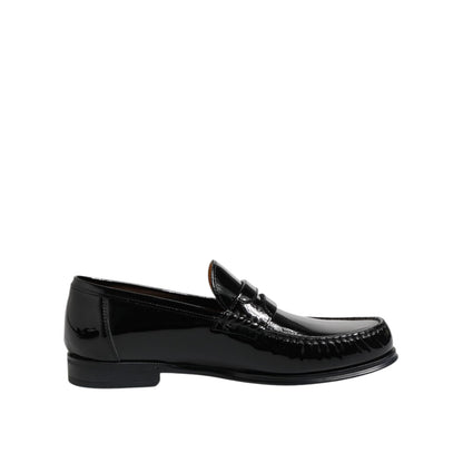 Dolce & Gabbana Black Leather Slip On Loafers Dress Shoes