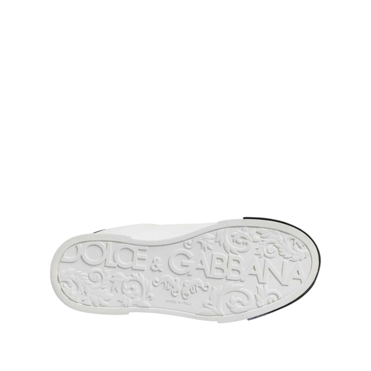 Dolce & Gabbana White Black Logo Leather Lace Up Sneakers Shoes