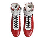 Dolce & Gabbana Red Quilted Leather Lace Up Sneakers Shoes
