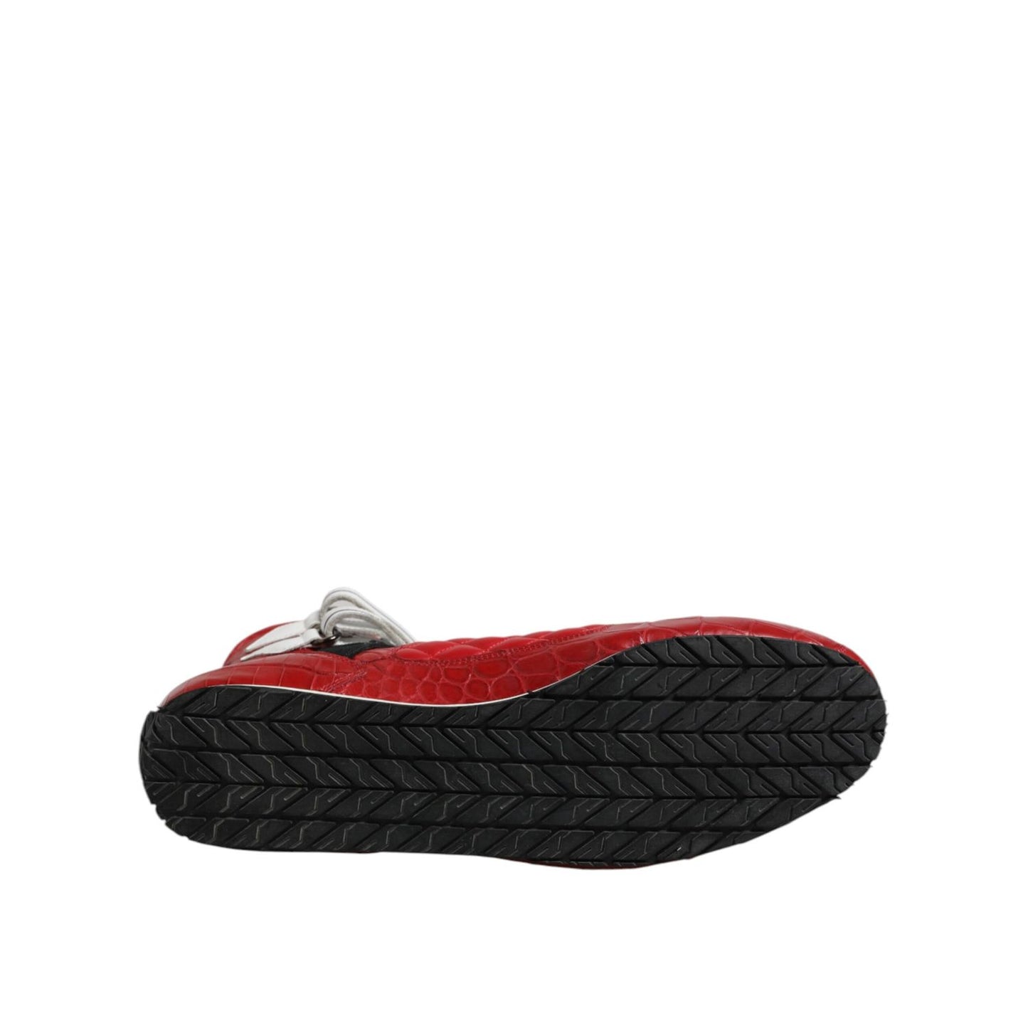 Dolce & Gabbana Red Quilted Leather Lace Up Sneakers Shoes