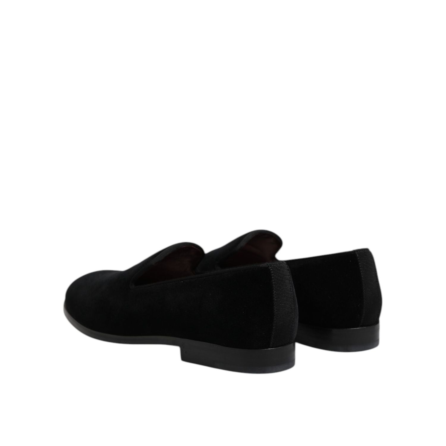 Dolce & Gabbana Black Velvet Slip On Loafers Formal Shoes