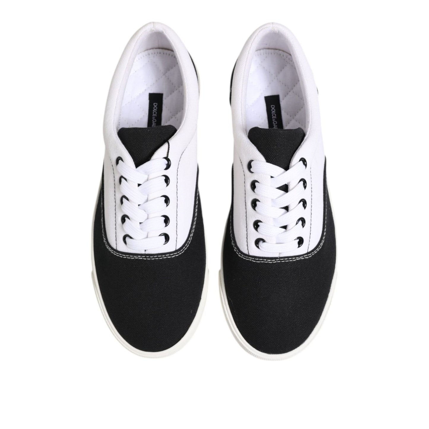 Dolce & Gabbana Black Cotton Canvas Lace Up Men Sneakers Shoes
