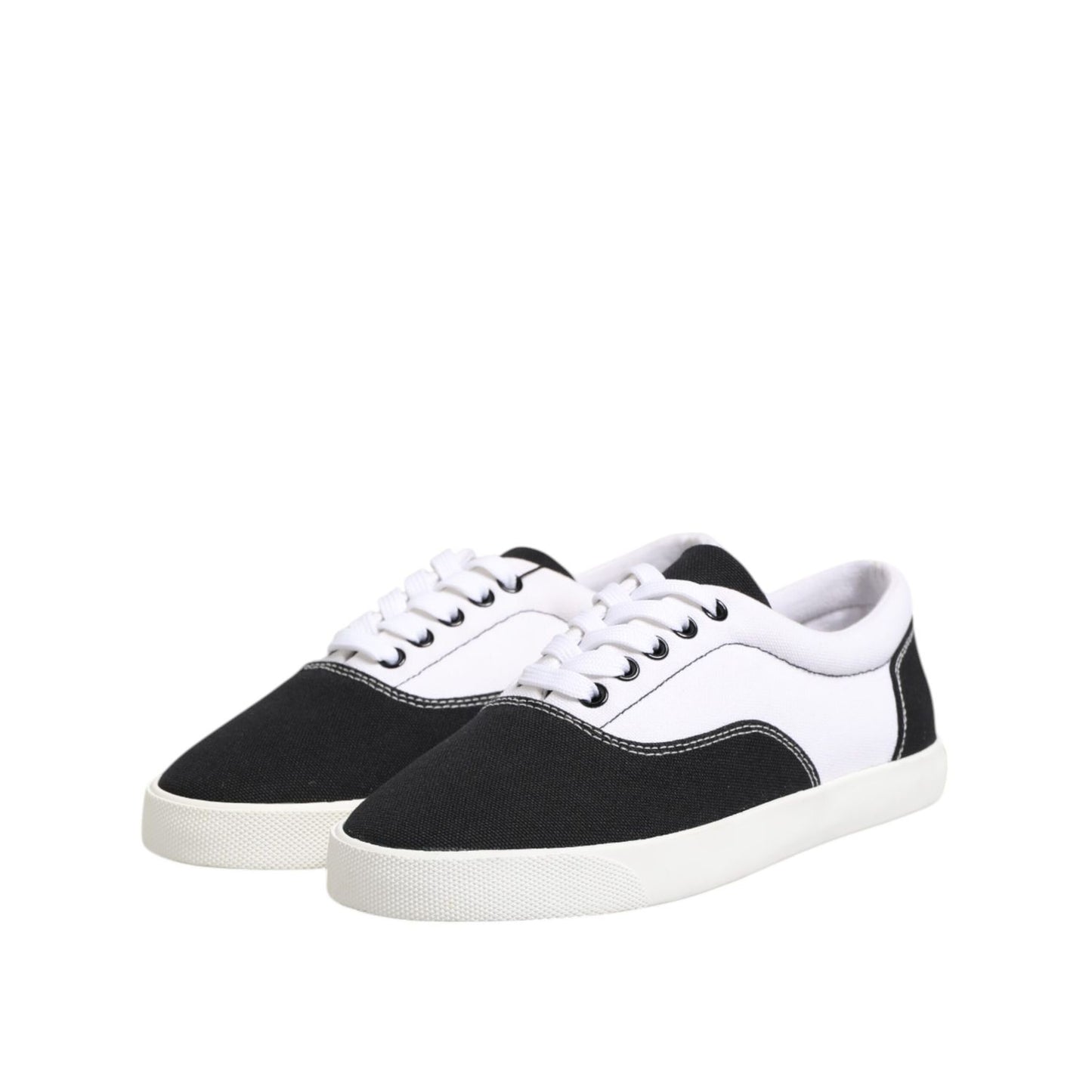 Dolce & Gabbana Black Cotton Canvas Lace Up Men Sneakers Shoes