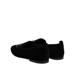 Dolce & Gabbana Black Velvet Crystal Crown Loafers Dress Shoes