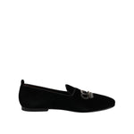 Dolce & Gabbana Black Velvet Crystal Crown Loafers Dress Shoes