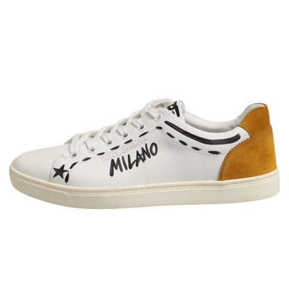 Dolce & Gabbana White Leather MILANO Low Top Sneakers Shoes