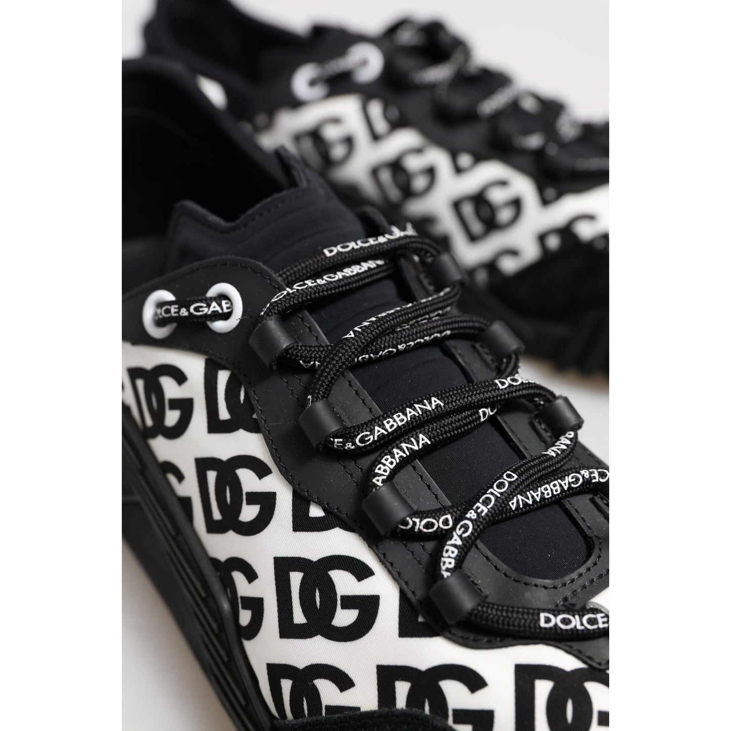 Dolce & Gabbana Black Logo Lace Up Low Top NS1 Sneakers Shoes