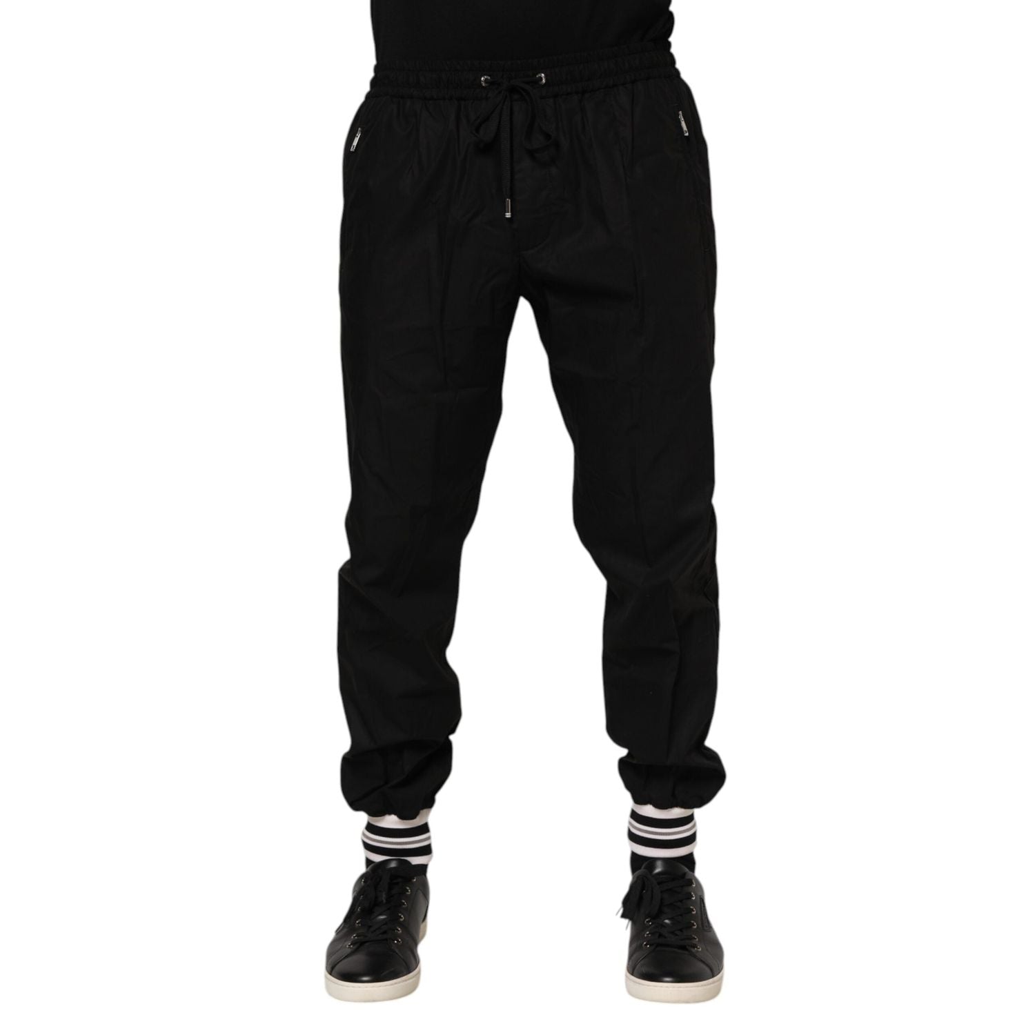 Dolce & Gabbana Black Cotton Logo Tape Men Jogger Pants