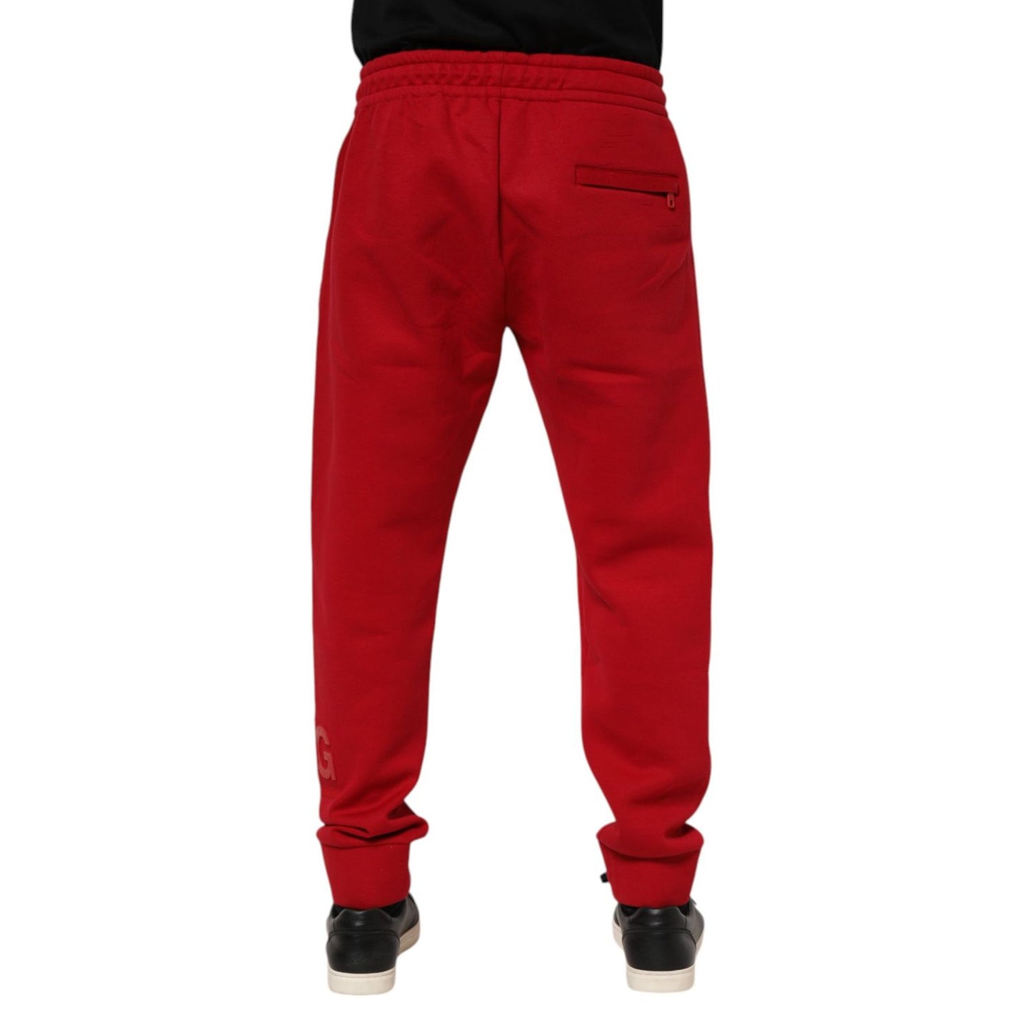 Dolce & Gabbana Red Cotton Logo Jogger Men Sweatpants Pants