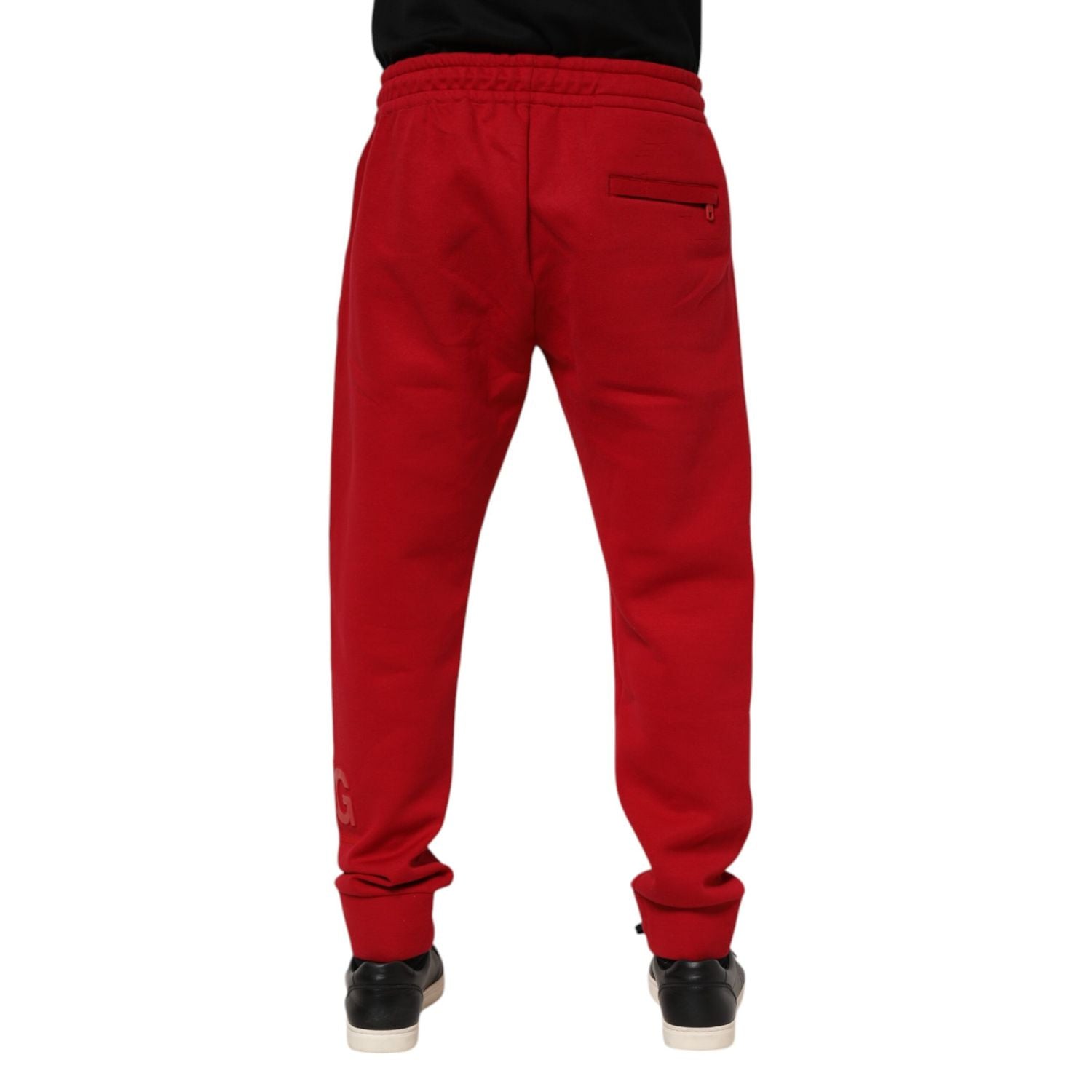 Dolce & Gabbana Red Cotton Logo Jogger Men Sweatpants Pants