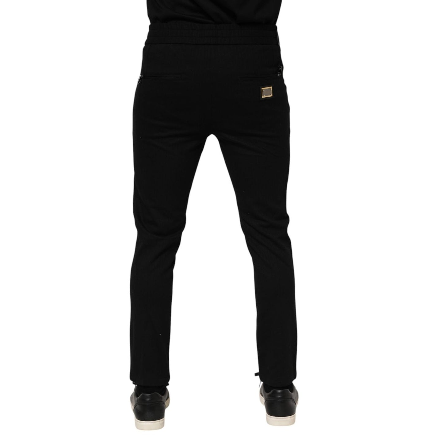 Dolce & Gabbana Black Viscose Drawstring Men Jogger Pants