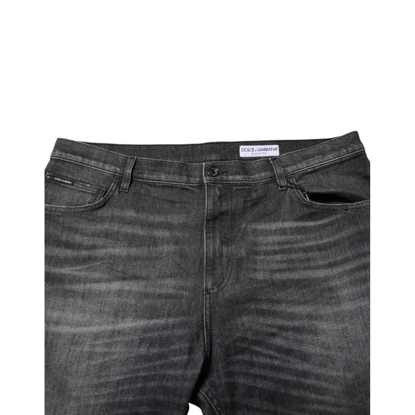 Dolce & Gabbana Gray Washed Cotton Loose Denim Jeans
